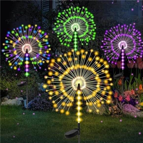 4 Pack Multicolor Garden Decoration Solar Outdoor Light with 600 LEDs - Picture 1 of 7